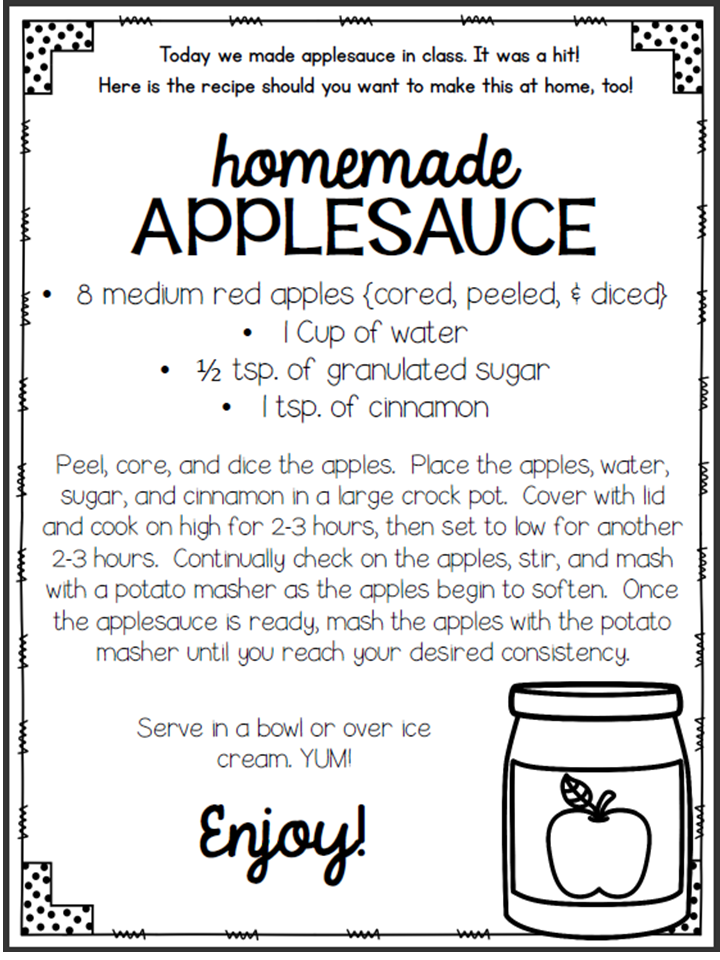 how to make applesauce writing 