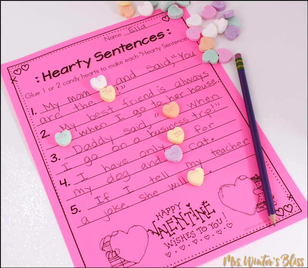 valentines day sentence writing 
