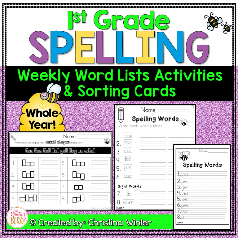 1st grade spelling word lists