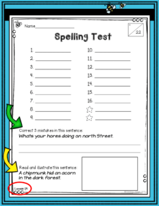 3rd grade spelling test assessments