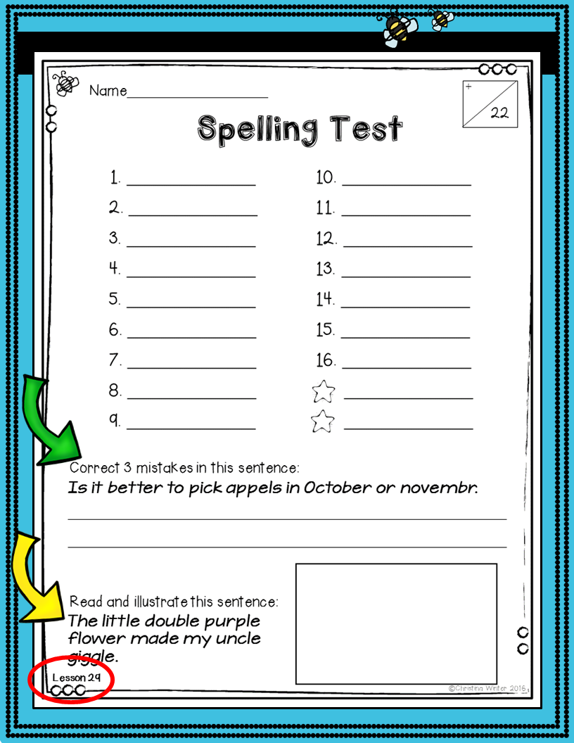 3rd grade spelling test assessments