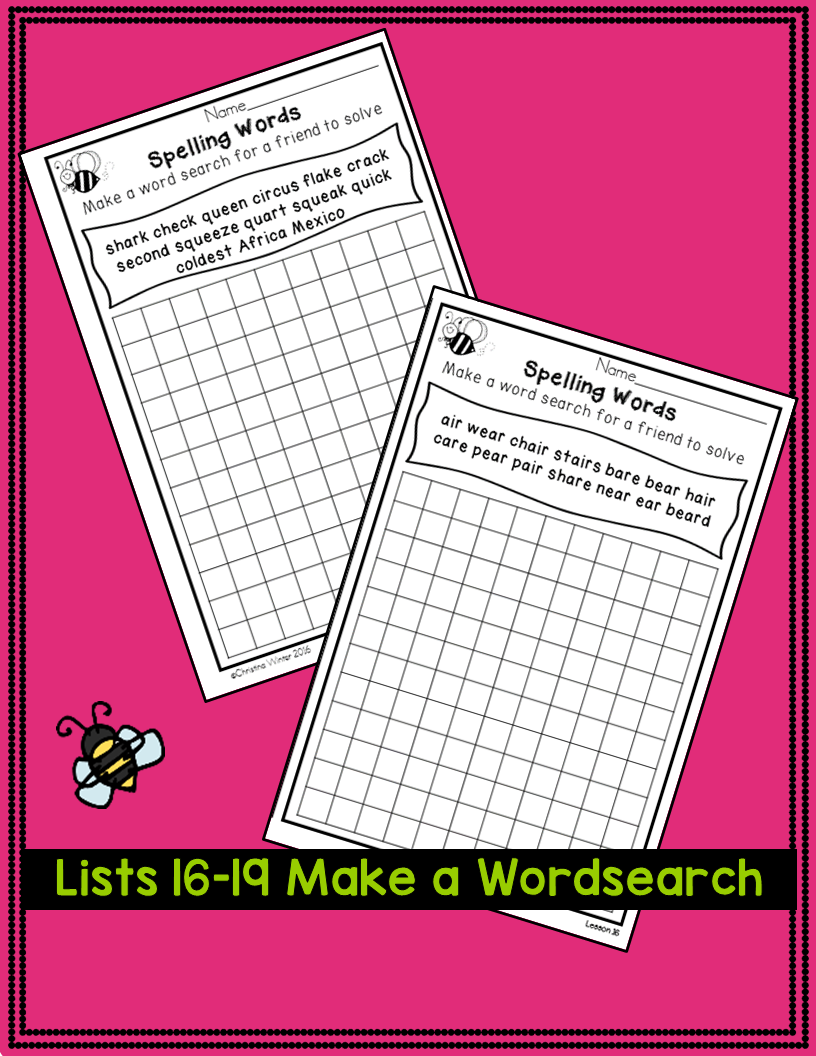 3rd grade spelling word list and spelling test activities