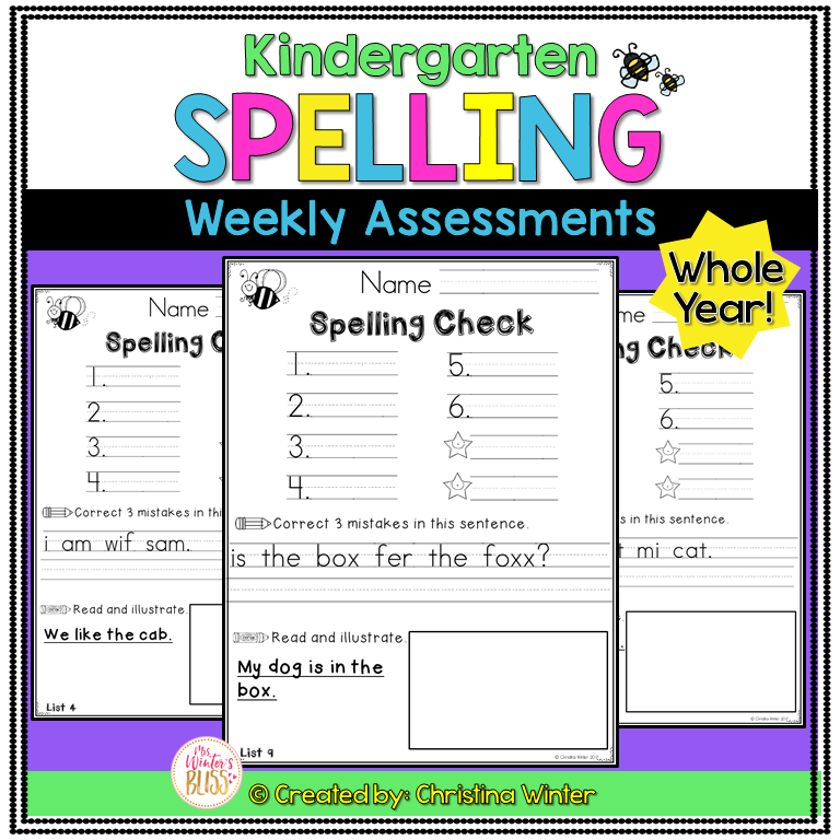 Kindergarten spelling word assessment test