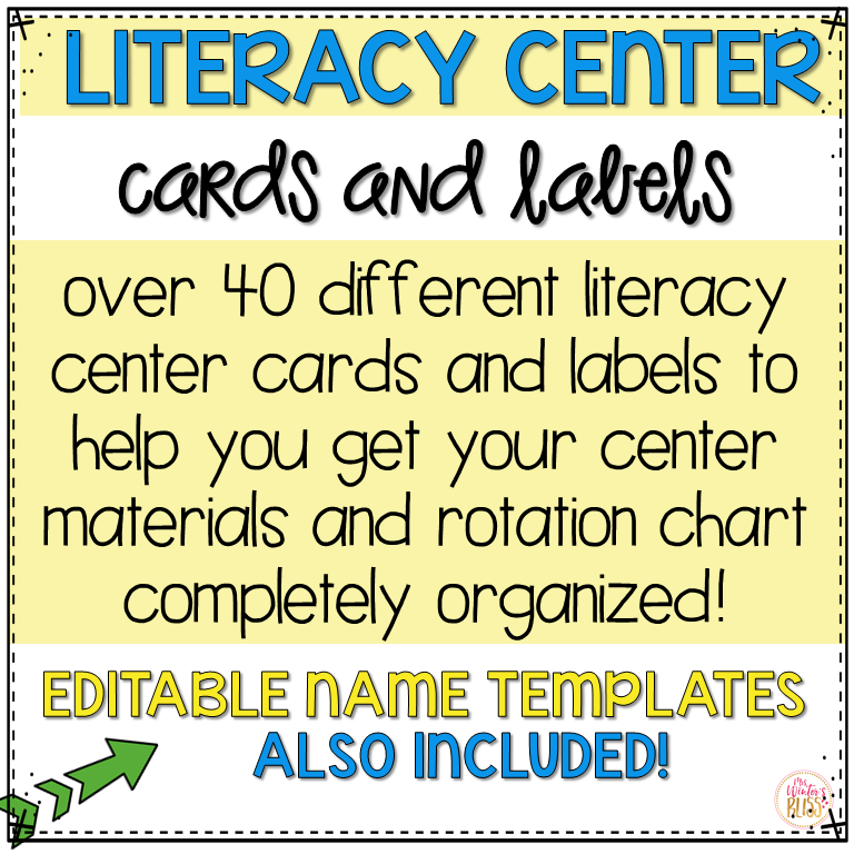 literacy center rotation chart