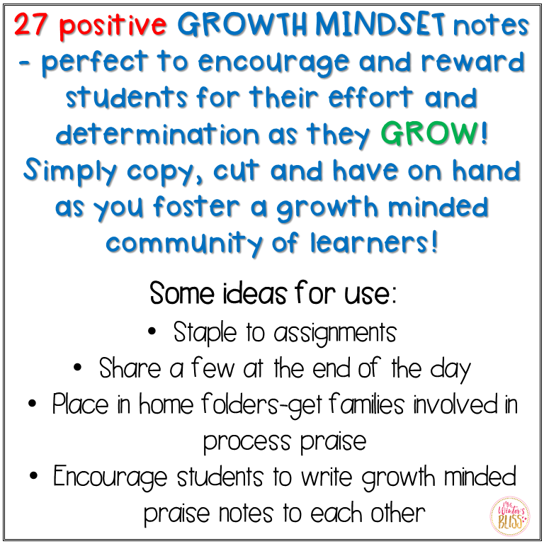 Growth Mindset Positive notes