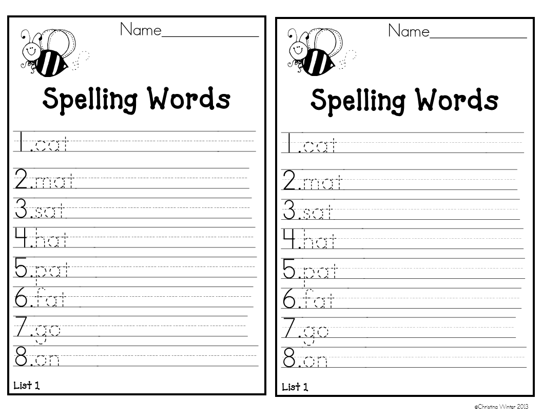 1st grade spelling word lists assessments