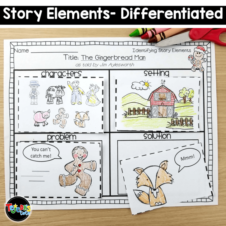 free gingerbread man story elements activity 
