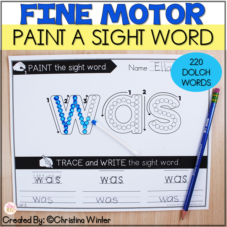 fine motor sight word activities