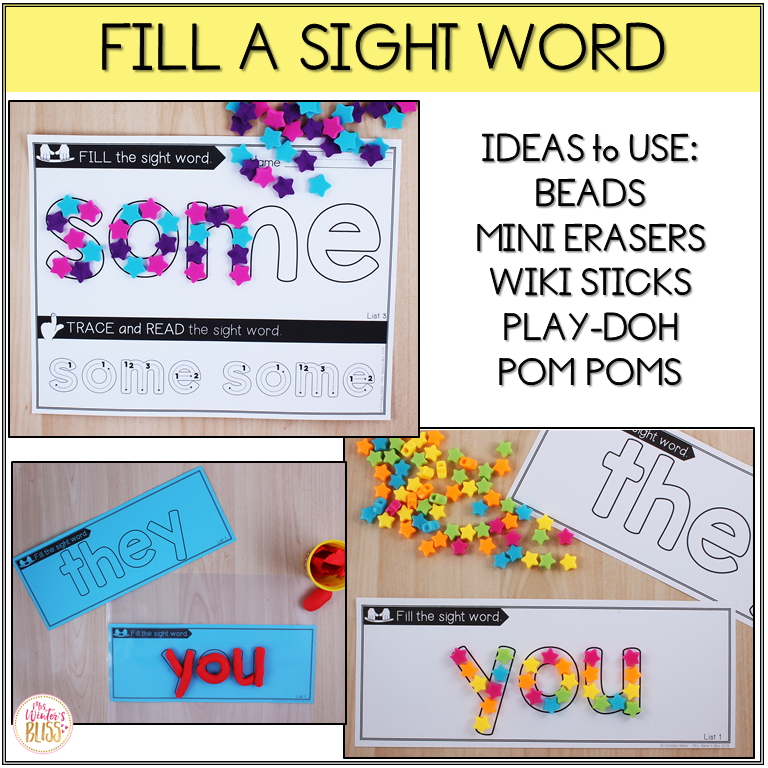 Sight Word Practice Fill A Sight Word Activities Mrs Winter S