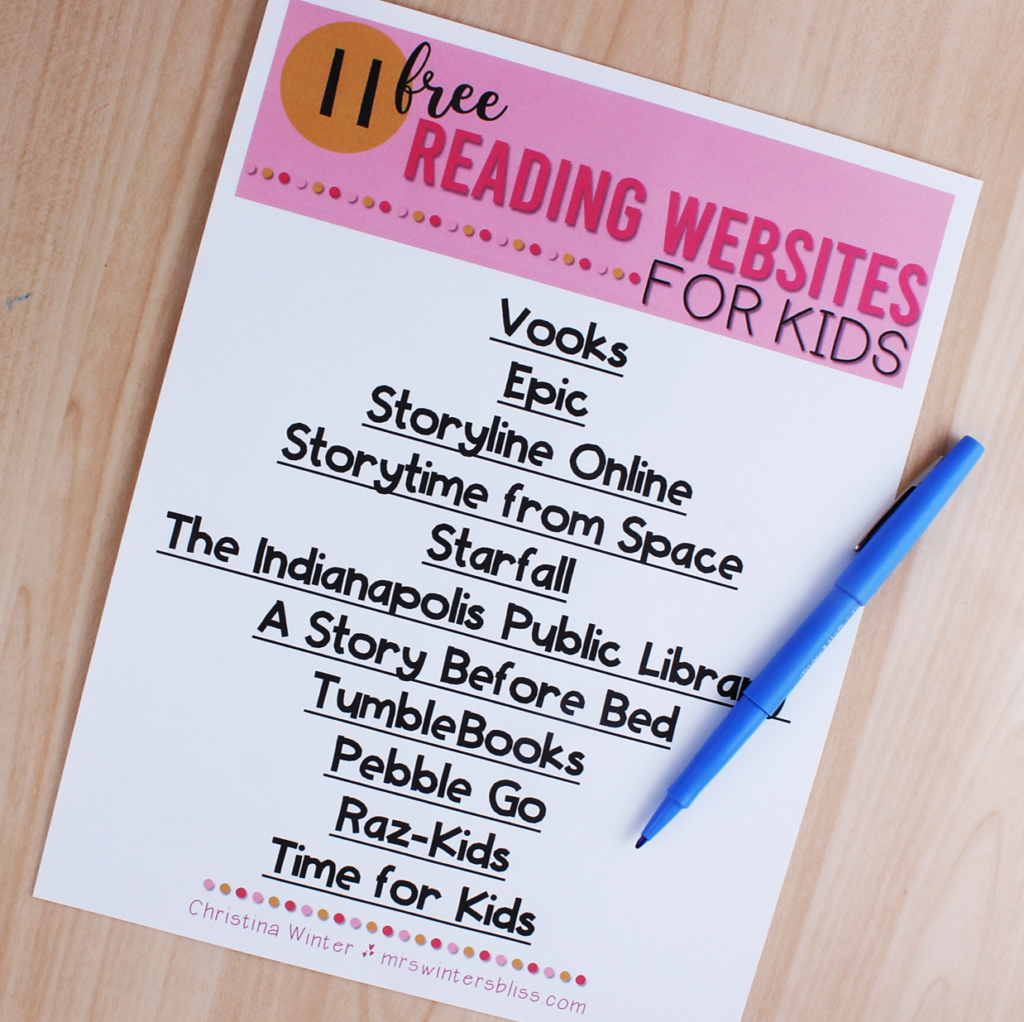 free reading website list for kids 