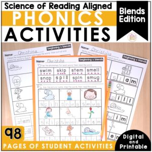 Phonics Activities Consonant Blends - Printable & Digital - Science of Reading