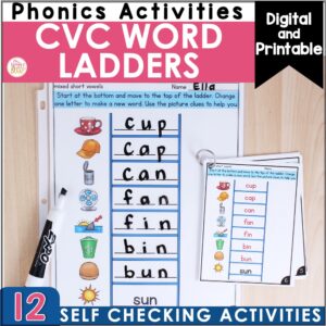 CVC Word Ladders - Printable and Digital Phonics Activities