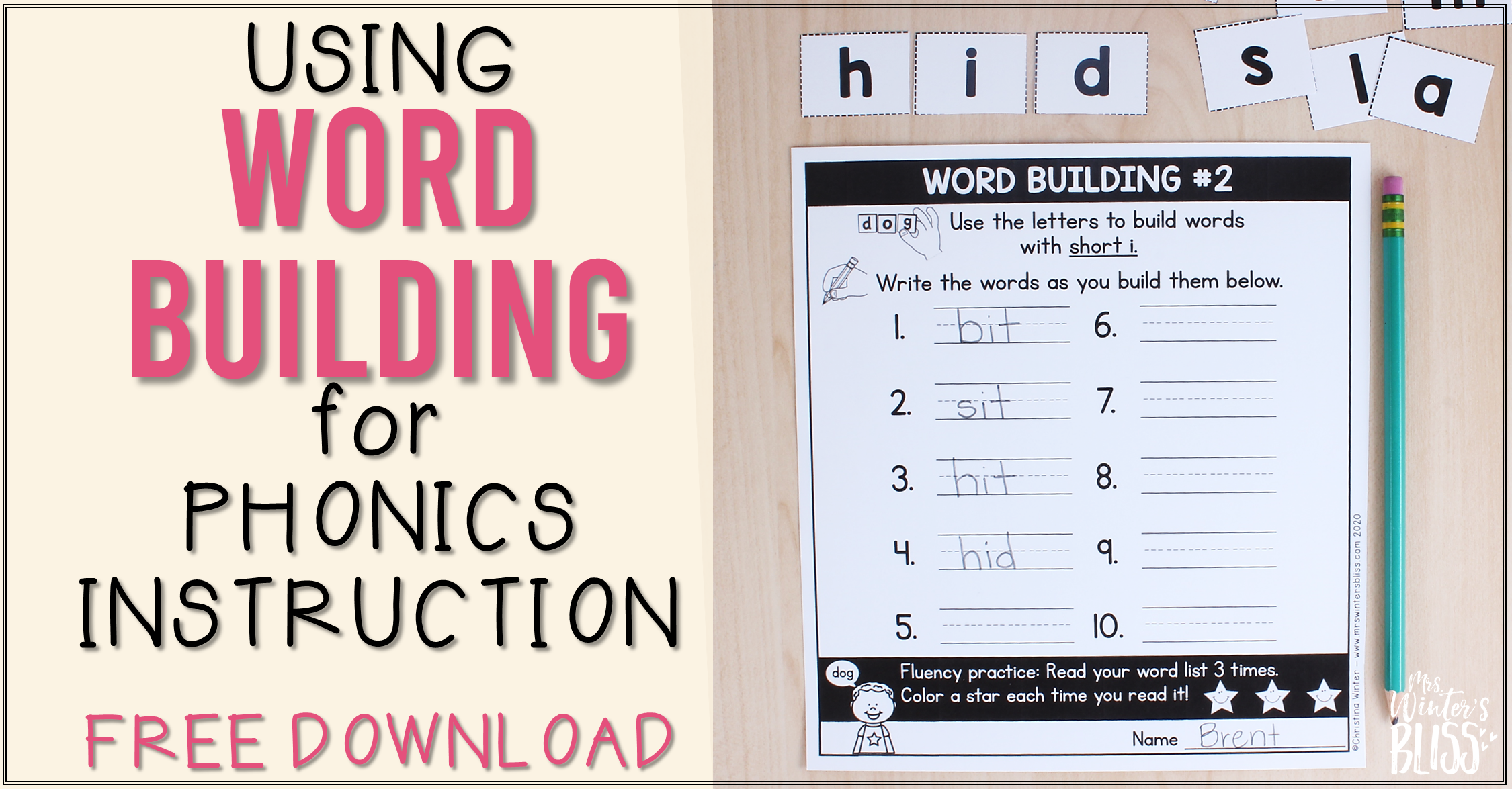word building digital phonics worksheets