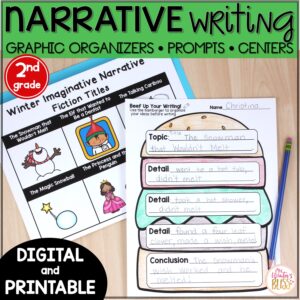 2nd grade Narrative Writing Prompts and Graphic Organizers - printable & digital