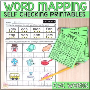 Word Mapping CVC Short Vowel Worksheets - Connecting Phonemes to Graphemes