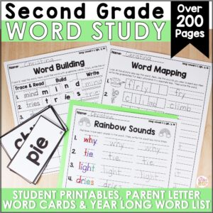 2nd Grade Word Study List, Printables, Word Cards - editable {yearlong}