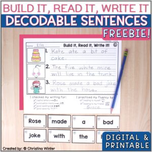 FREE Decodable Sentence Building Activities - Print and Digital