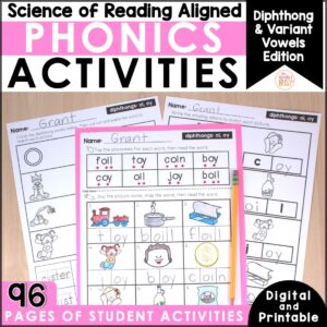 Phonics Activities Diphthongs - Printable & Digital - Science of Reading