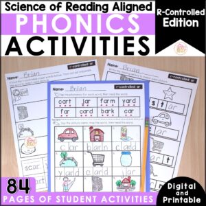 Phonics Activities R-Controlled Vowel - Printable & Digital - Science of Reading