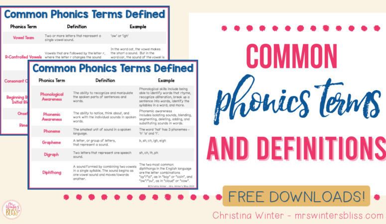 Common Phonics Terms and Definitions